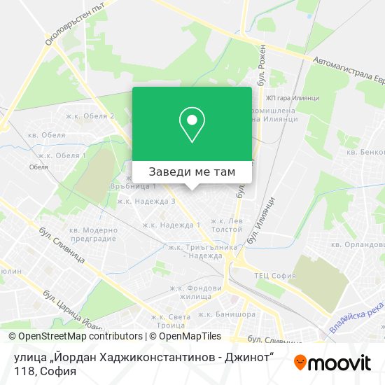 улица „Йордан Хаджиконстантинов - Джинот“ 118 карта