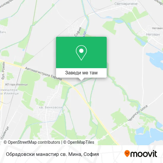 Обрадовски манастир св. Мина карта