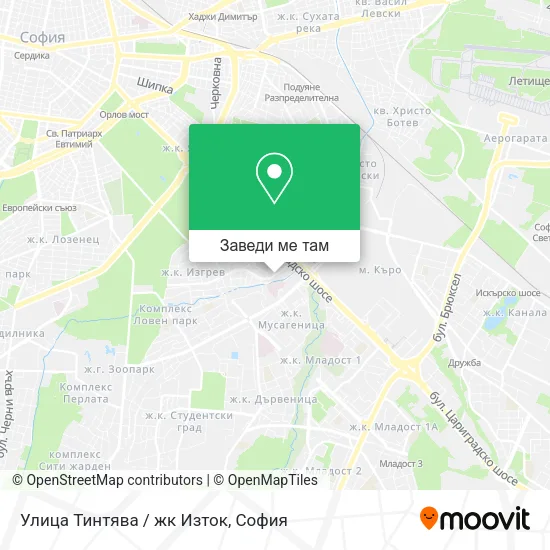 Улица Тинтява / жк Изток карта