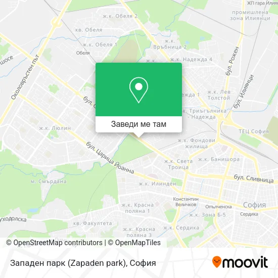 Западен парк (Zapaden park) карта