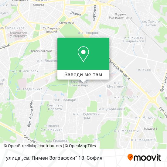 улица „св. Пимен Зографски“ 13 карта