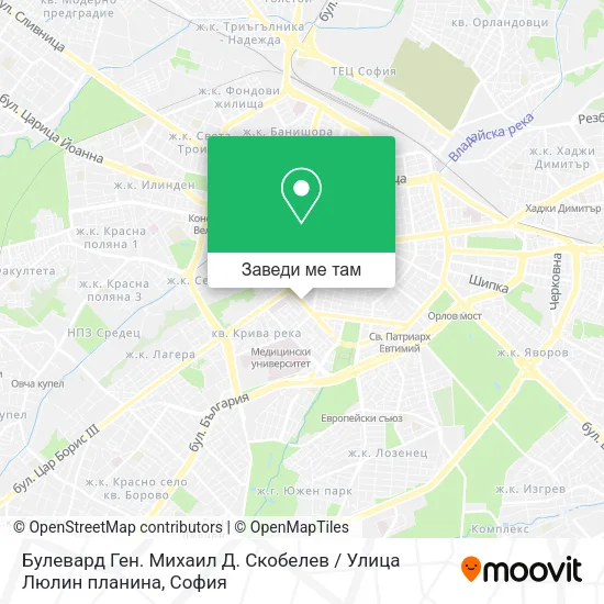 Булевард Ген. Михаил Д. Скобелев / Улица Люлин планина карта