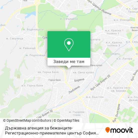 Държавна агенция за бежанците-Регистрационно-приемателен център София карта