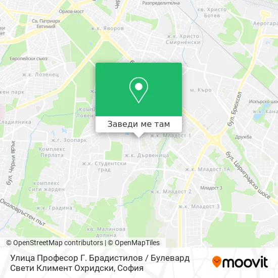 Улица Професор Г. Брадистилов / Булевард Свети Климент Охридски карта