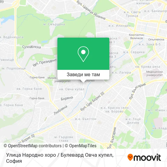 Улица Народно хоро / Булевард Овча купел карта