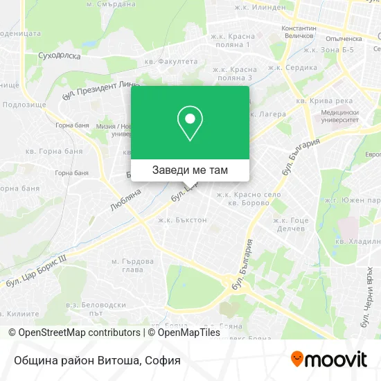 Община район Витоша карта