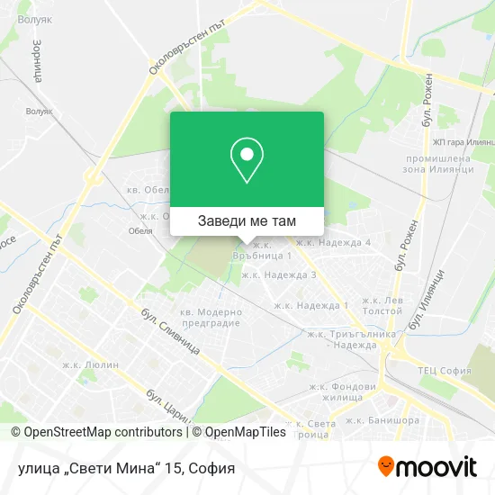 улица „Свети Мина“ 15 карта