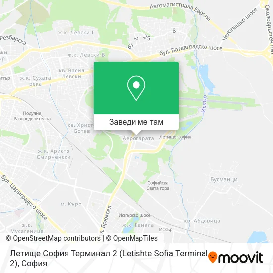 Летище София Терминал 2 (Letishte Sofia Terminal 2) карта