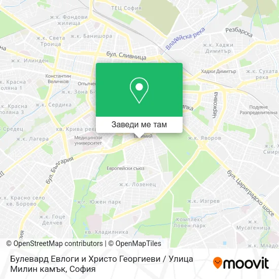 Булевард Евлоги и Христо Георгиеви / Улица Милин камък карта