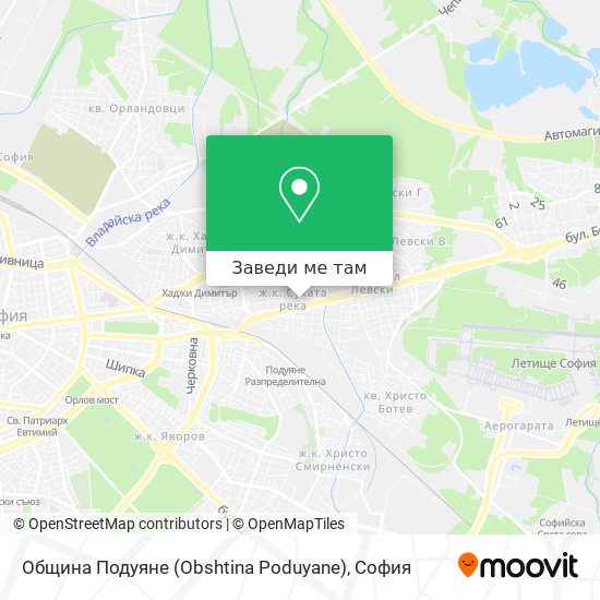 Община Подуяне (Obshtina Poduyane) карта
