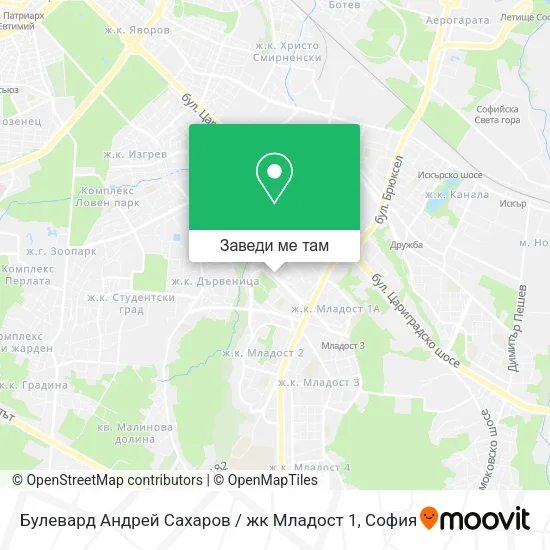 Булевард Андрей Сахаров / жк Младост 1 карта