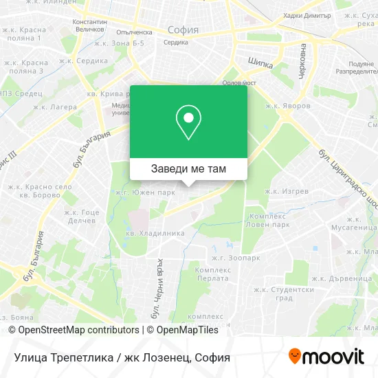 Улица Трепетлика / жк Лозенец карта