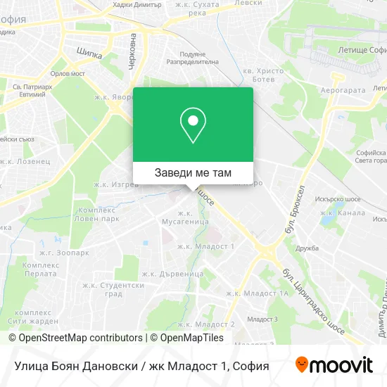 Улица Боян Дановски / жк Младост 1 карта