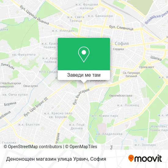 Денонощен магазин улица Урвич карта
