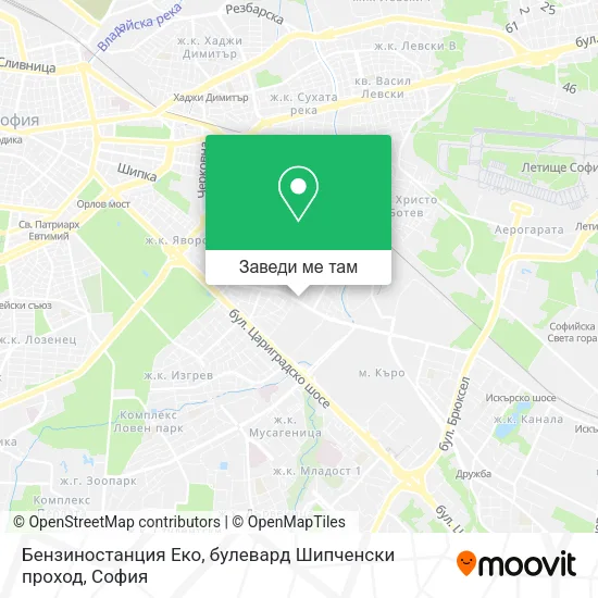 Бензиностанция Еко, булевард Шипченски проход карта