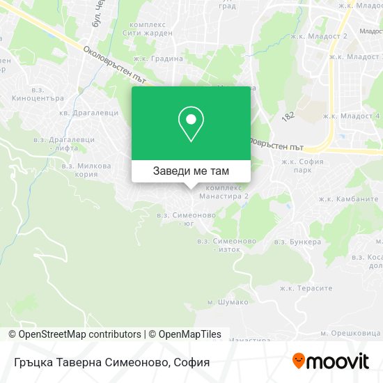 Гръцка Таверна Симеоново карта
