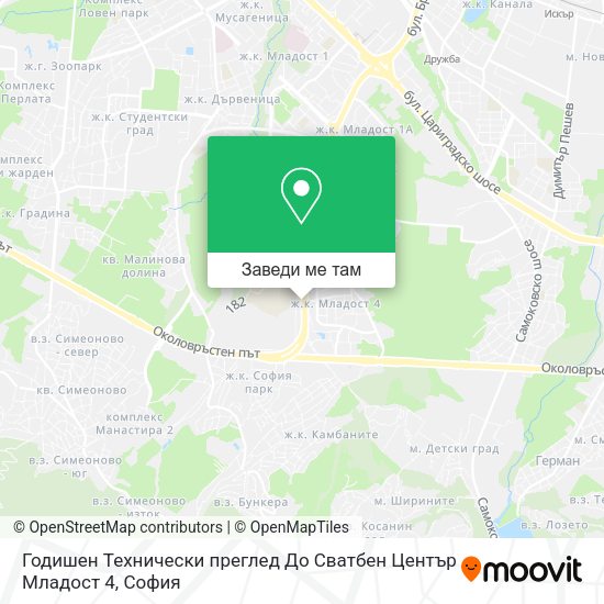 Годишен Технически преглед До Сватбен Център Младост 4 карта