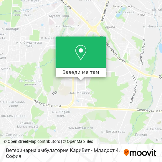 Ветеринарна амбулатория КариВет - Младост 4 карта