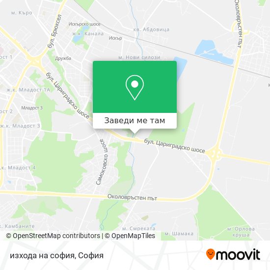 изхода на софия карта