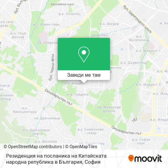 Резиденция на посланика на Китайската народна република в България карта
