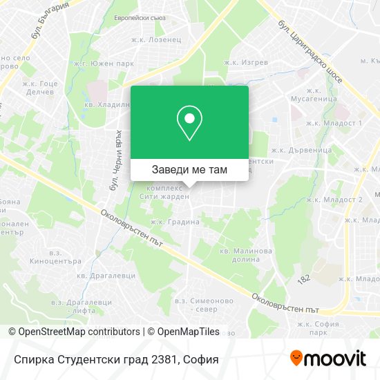 Спирка Студентски град 2381 карта