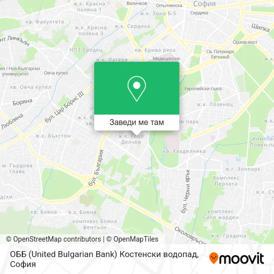 ОББ (United Bulgarian Bank) Костенски водопад карта