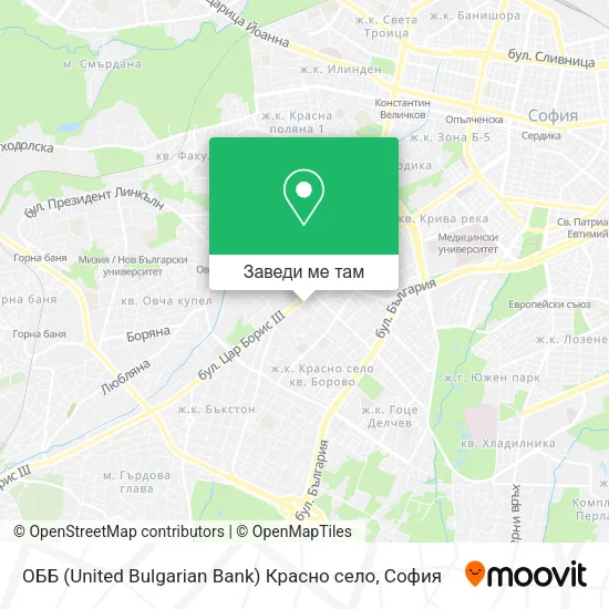 ОББ (United Bulgarian Bank) Красно село карта