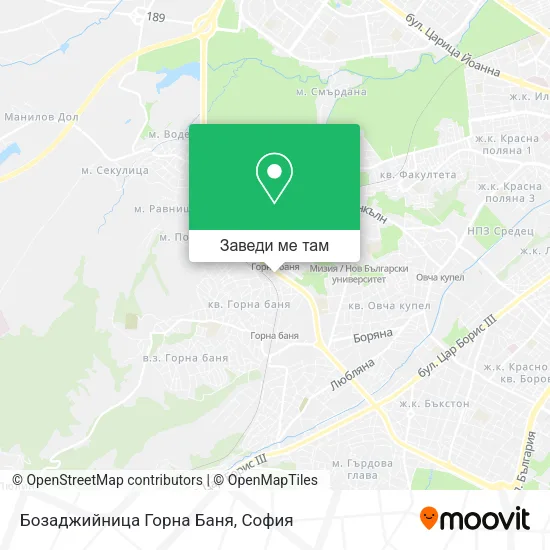 Бозаджийница Горна Баня карта