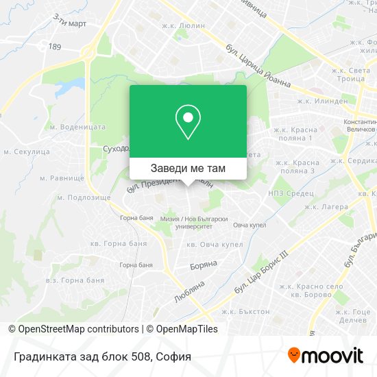 Градинката зад блок 508 карта