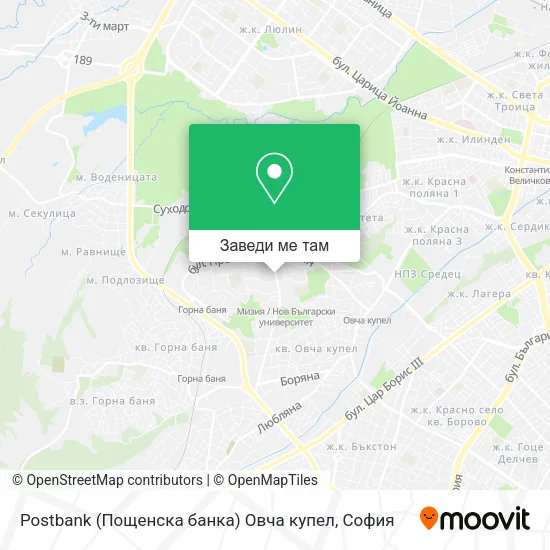 Postbank (Пощенска банка) Овча купел карта