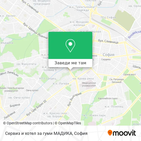 Сервиз и хотел за гуми МАДИКА карта