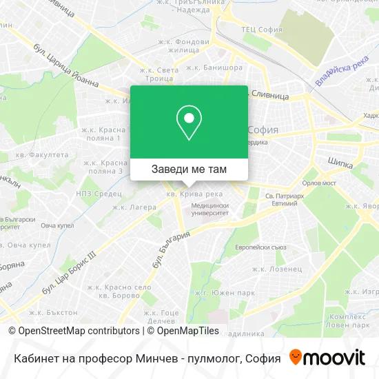 Кабинет на професор Минчев - пулмолог карта