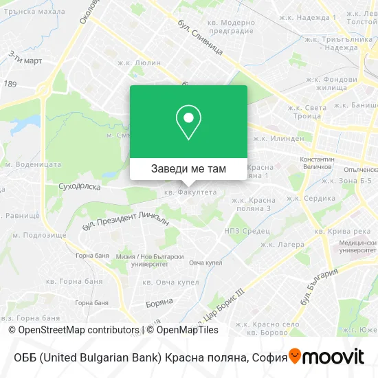 ОББ (United Bulgarian Bank) Красна поляна карта