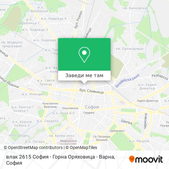 влак 2615 София - Горна Оряховица - Варна карта
