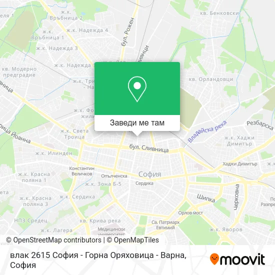 влак 2615 София - Горна Оряховица - Варна карта