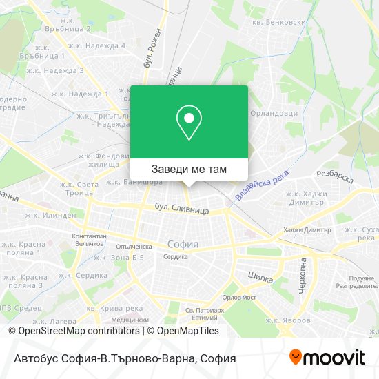 Автобус София-В.Търново-Варна карта
