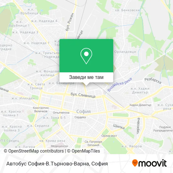 Автобус София-В.Търново-Варна карта