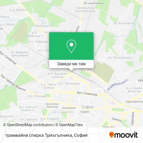 трамвайна спирка Триъгълника карта