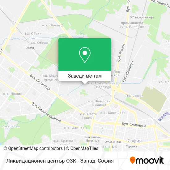 Ликвидационен център ОЗК - Запад карта
