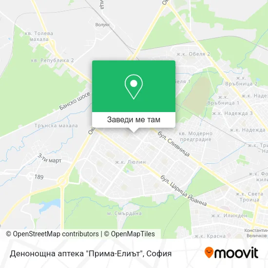 Денонощна аптека "Прима-Елиът" карта