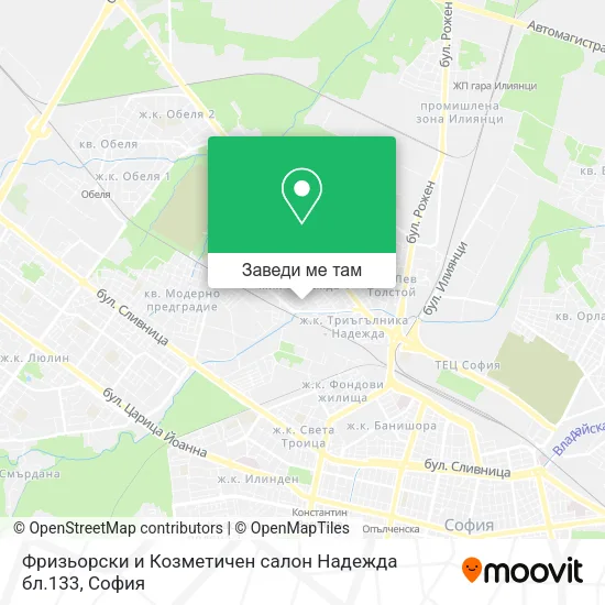 Фризьорски и Козметичен салон Надежда бл.133 карта