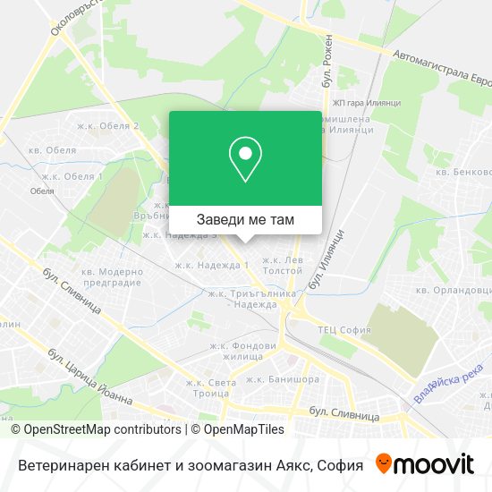 Ветеринарен кабинет и зоомагазин Аякс карта