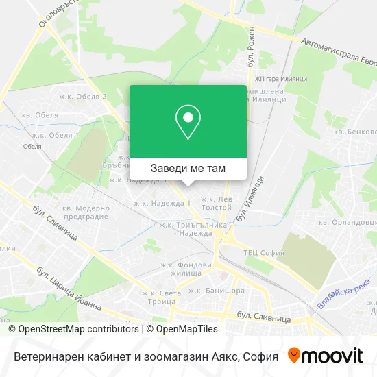 Ветеринарен кабинет и зоомагазин Аякс карта