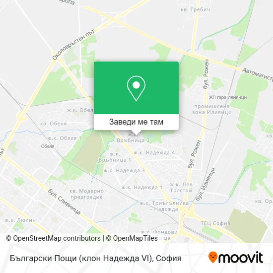 Български Пощи (клон Надежда VI) карта