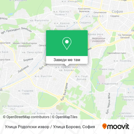Улица Родопски извор / Улица Борово карта