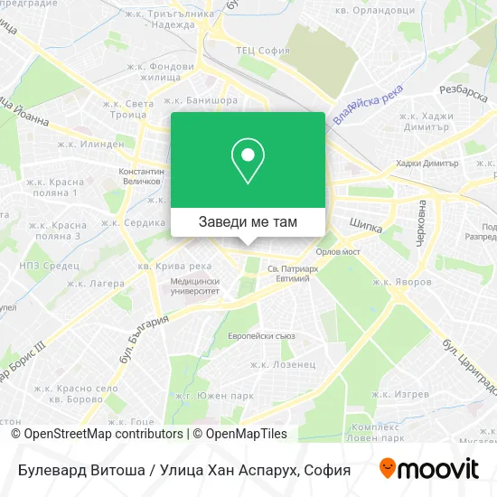 Булевард Витоша / Улица Хан Аспарух карта