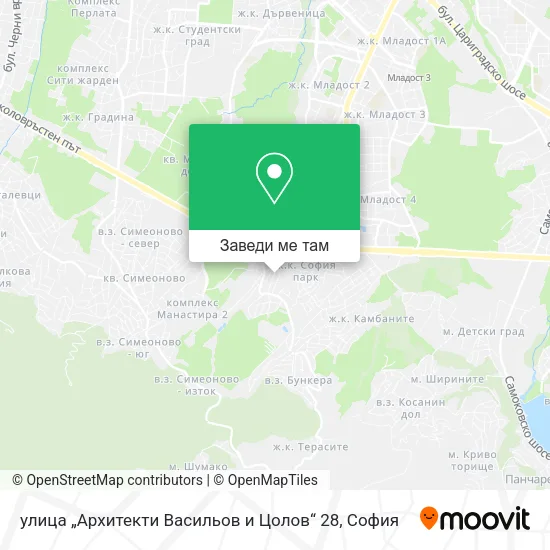 улица „Архитекти Васильов и Цолов“ 28 карта