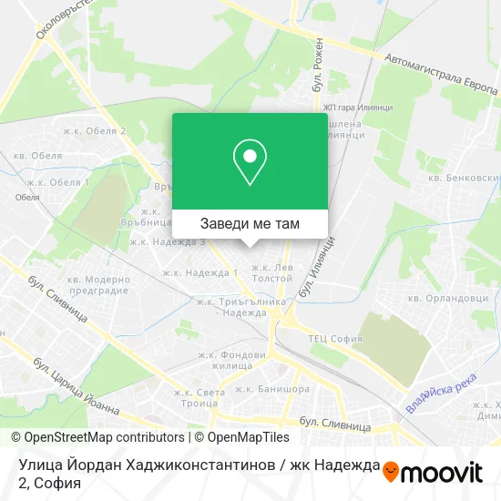 Улица Йордан Хаджиконстантинов / жк Надежда 2 карта