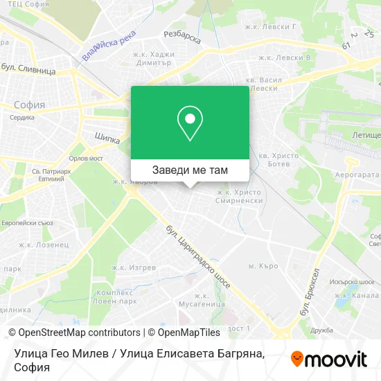 Улица Гео Милев / Улица Елисавета Багряна карта
