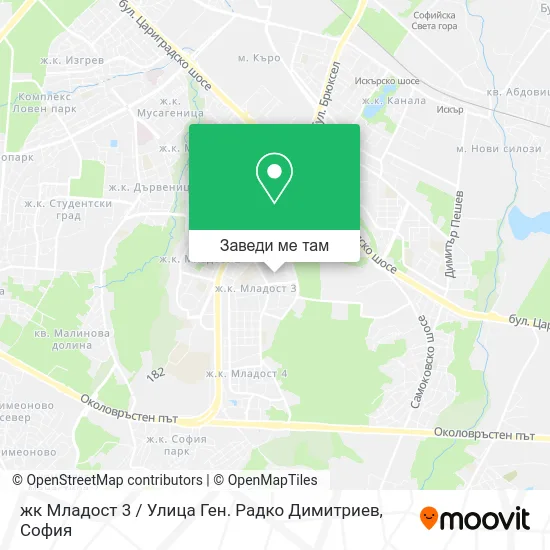 жк Младост 3 / Улица Ген. Радко Димитриев карта